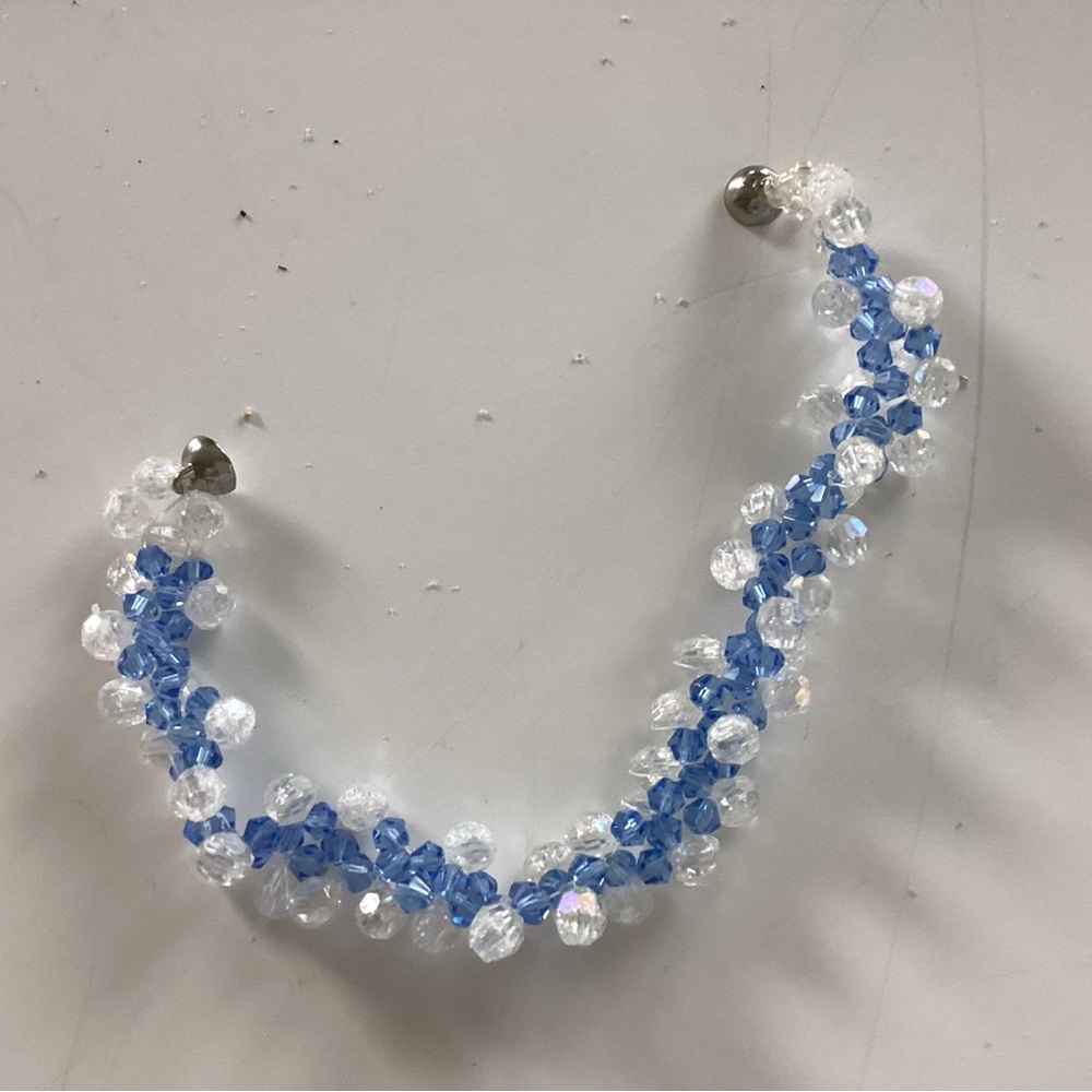 Elegant Blue and White Beaded Bracelet